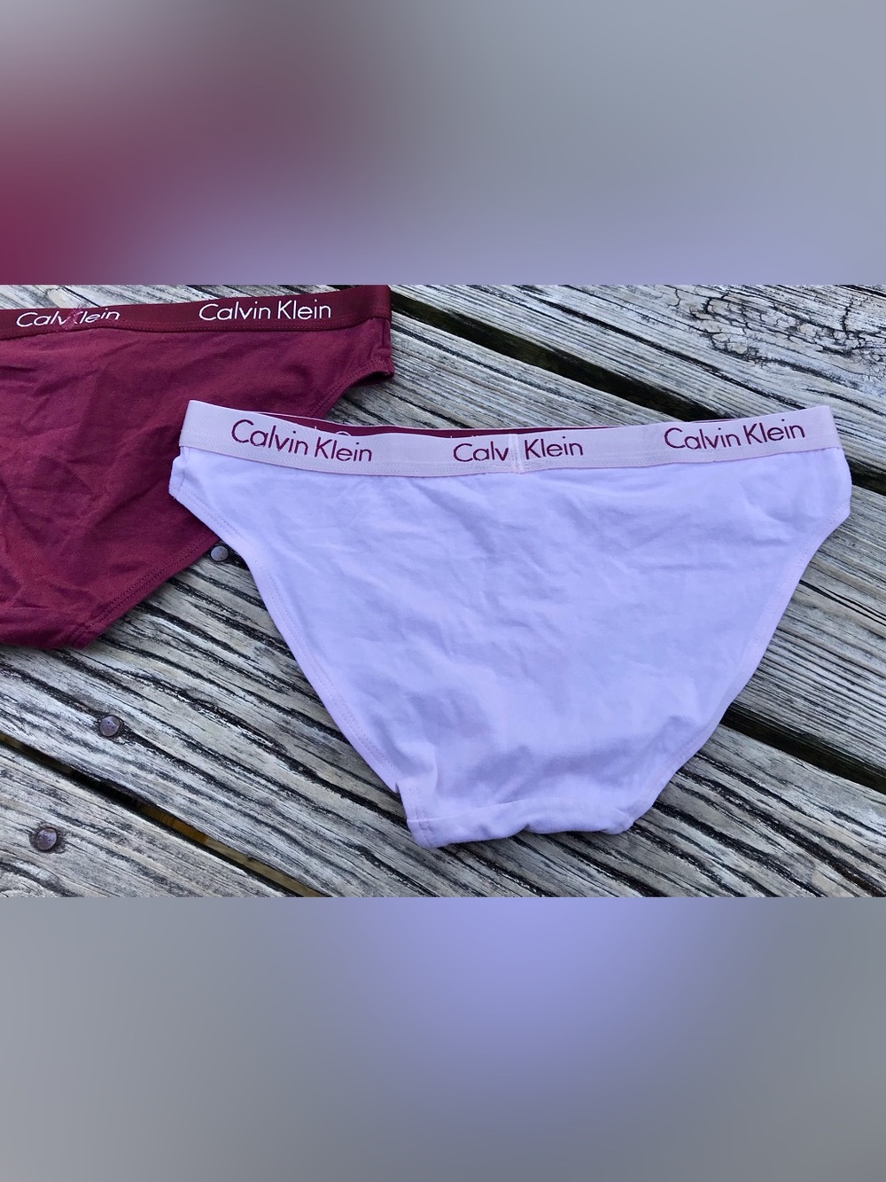 New No Tags Ladies M 2 Pair CK CALVIN KLEIN Pink Maroon Bikini Underwear - Picture 6 of 7